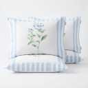 JMICPTUB Blue Striped Floral Pillow Covers 18x18, Floral Room Decor, Rustic Aesthetic Blue Flower Botanical Decorative Throw Pillow Covers for Bedroom Living Room Home Office, Set of 4