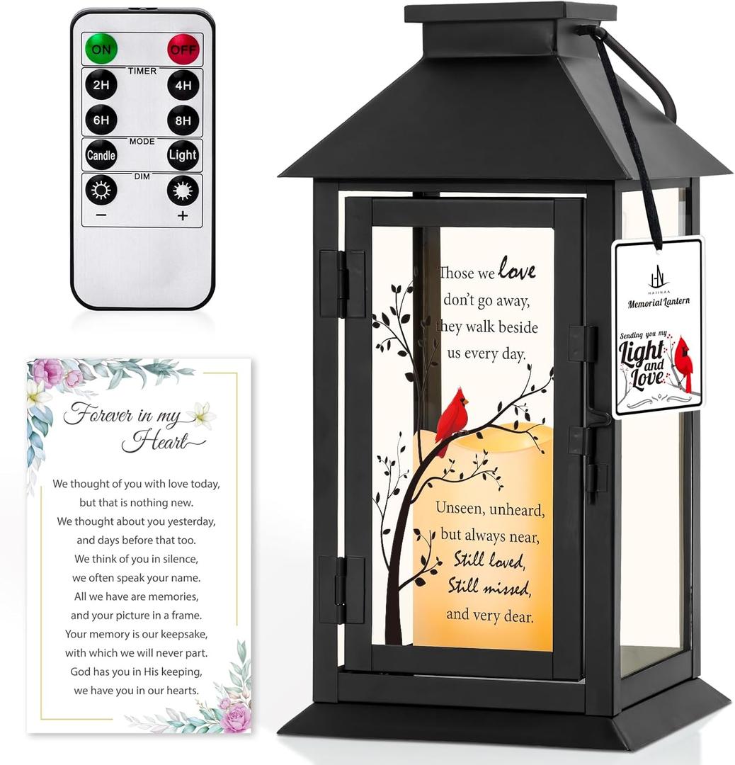 Memorial Lantern Bereavement Gifts in Memory of Loved One Memorial Gifts for Loss of Mother Loss of Father Remembrance Sympathy Gifts for Loss of Loved One with LED Candle and Remote (Those We Love Dont Go Away)