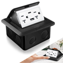 Hoolerry Pop up Floor Outlet Floor Kit Waterproof Electrical Outlet Cover Box with 4.8A USB A & Type C Charge and 20 Amp Tamper Resistant Plug Receptacle Box for Countertop Office Home(Black)