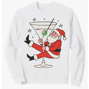 Xmas Holiday Party Drinking Funny Santa Martini Christmas Sweatshirt, S