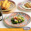Dinner Plates set of 6, 10.5 Inch Large Dessert Salad Plates for Pasta, Steak, Snacks, Colorful Porcelain Serving Dishes for Kitchen & Party, Morden Dinnerware - Bohemian Style