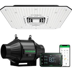 VIVOSUN Smart Grow System with AeroLight A100SE 100W LED Grow Light with Circulation Fan, AeroZesh T4 4-inch 210 CFM Inline Duct Fan, and GrowHub E42A Temperature & Humidity WiFi-Controller