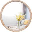 CONGUILIAO Round Mirror, 30 Inches Wood Mirror, Wall Decorative Circle, Nature Big Bathroom Large Vanity Farmhouse for Living Room Bedroom Entryway
