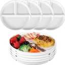 Lounsweer Set of 8 Pcs Portion Control Plate Ceramic Divided Bariatric Plates 3 Compartment Reusable Dinner Plates for Weight Loss Balanced Meal (9.5 Inch)