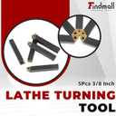 Dindmall 5Pcs 3/8 Inch Indexable Carbide Lathe Turning Tool Holder Metal Lathe Tools Inserts Bits with TCMT110204 Carbide Inserts