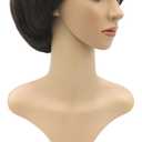 Afro Girls Cosplay Mushroom Wig Short Haircut With Bangs Bob Wig For Black Women (Brown)