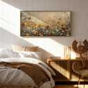 InSimSea Extra Large Framed Vintage Wall Art, Living Room Country Farmhouse Decor, Spring Flower Wildflower Landscape Canvas Prints, Retro Flowers Long Pictures for Bedroom Above of Bed, 20x40inch
