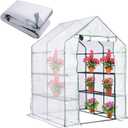 DECOHS Walk-in Greenhouse Replacement Cover with Roll-Up Zipper Door, 56 x 56 x 76 inch PE Greenhouse Cover for Outdoor Plant Gardening Plants Cold Frost Protection Wind Rain Proof (Frame Not Include)