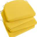Basic Beyond Outdoor Chair Cushions Set of 4, Outdoor Cushions for Patio Furniture, Water Resistant Patio Chair Cushions with 2 Ties, 17x16x2, Yellow (17"x16"x2"(Pack of 4), 01 - Yellow)