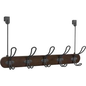 Spectrum Diversified Millbrook Over The Door Hat & Coat 5 Hanger Rack for Mudroom, Closet & Entryway Storage Hook, Pegs for Kitchen & Bathroom, Coffee/Industrial Gray