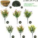 Artificial Hanging Plants Flowers with Basket 2 Packs, Artificial Hanging Flowers for Outdoors, Faux Hanging Plants Outdoor, Yellow+Purple+White+Orange+Pink+Red