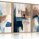 BICERE Large Abstract Brush Stroke Framed Canvas Wall Art-24"x36"x3