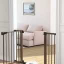 Cumbor 29.7-46" Baby Gate for Stairs, Mom's Choice Awards Winner-Auto Close Dog Gate for the House, Easy Install Pressure Mounted Pet Gates for Doorways, Easy Walk Thru Wide Safety Gate for Dog, Brown