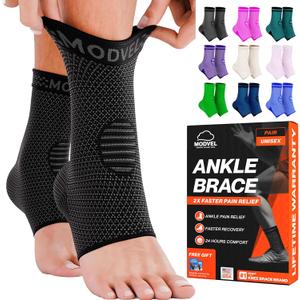 Modvel Foot & Ankle Brace Socks for Sprained Ankle Compression Sleeve  Plantar Fasciitis Relief Brace, Foot Support for Women & Men  Tendonitis & Arthritis Foot Sleeve, Stabilizing Ankle Wrap (Medium)
