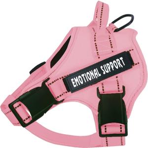 voopet Service Dog Harness, Emotional Support Pet Vest Harness, Reflective Breathable and Adjustable No-Pull ESA Dog Harness for Small Medium Large Dogs (with 4 PCS Removeable Tags) (X-Small (Pack of 1), Pink)