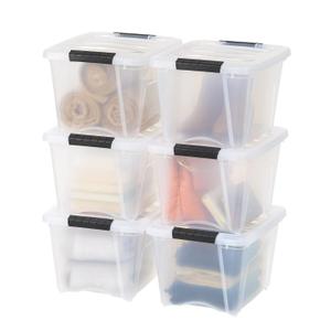 IRIS USA 19 QT Plastic Storage Box with Lid and Latches - 6 Pack - BPA-Free, See-Through Organizing Solution, Durable Nestable Stackable Containers, Secure Pull Handle - Clear