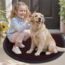 LUMI Half Circle Front Door Mat, 24x36 Red Outdoor Doormat for Entrance, Heavy Duty Rubber Backing, All Weather Waterproof Dirt Trapper, Easy to Clean, Fade Resistant