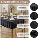 Wish Care Black Spandex Tablecloths for 60x60 Inch Square Tables, Stretch Fitted Table Clothes with Pleated Ruffle Skirt for 60 Table, Wrinkle Free and Elastic, for Party Kitchen Home Dining