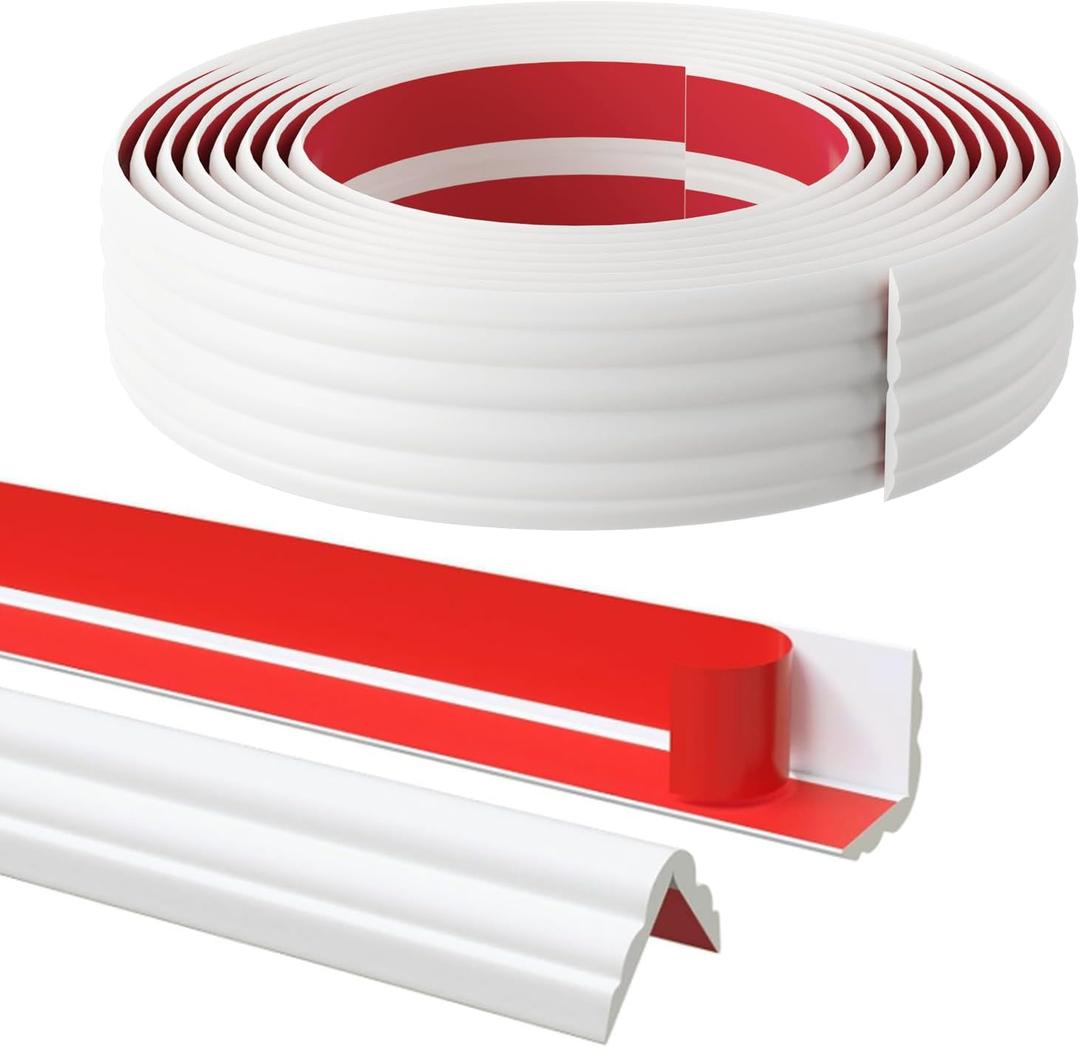 20FT Flexible Wall Corner Protector Moulding Trim, Peel and Stick Inside & Outside Wall Corner Guards Edge Protector,Self Adhesive Molding Trim Strip for Edge Ceiling (White)