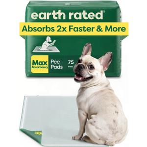 Earth Rated Max Absorbency Puppy Pee Pads for Dogs Absorbs 2X Faster & 2X More, Leak-Proof, Odor Control Potty Training, Unscented, Large, 22 x 23, 75 Count