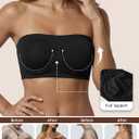 HACI Women's Non Padded Strapless Bra Underwire Bandeau Seamless Multiway Supportive Tube Top (Small, Black)