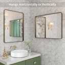 LOAAO 22X30 Bronze Bathroom Mirrors for Vanity, Rounded Rectangle Brushed Bronze Metal Frame Mirror, Anti-Rust, Hangs Horizontally or Vertically