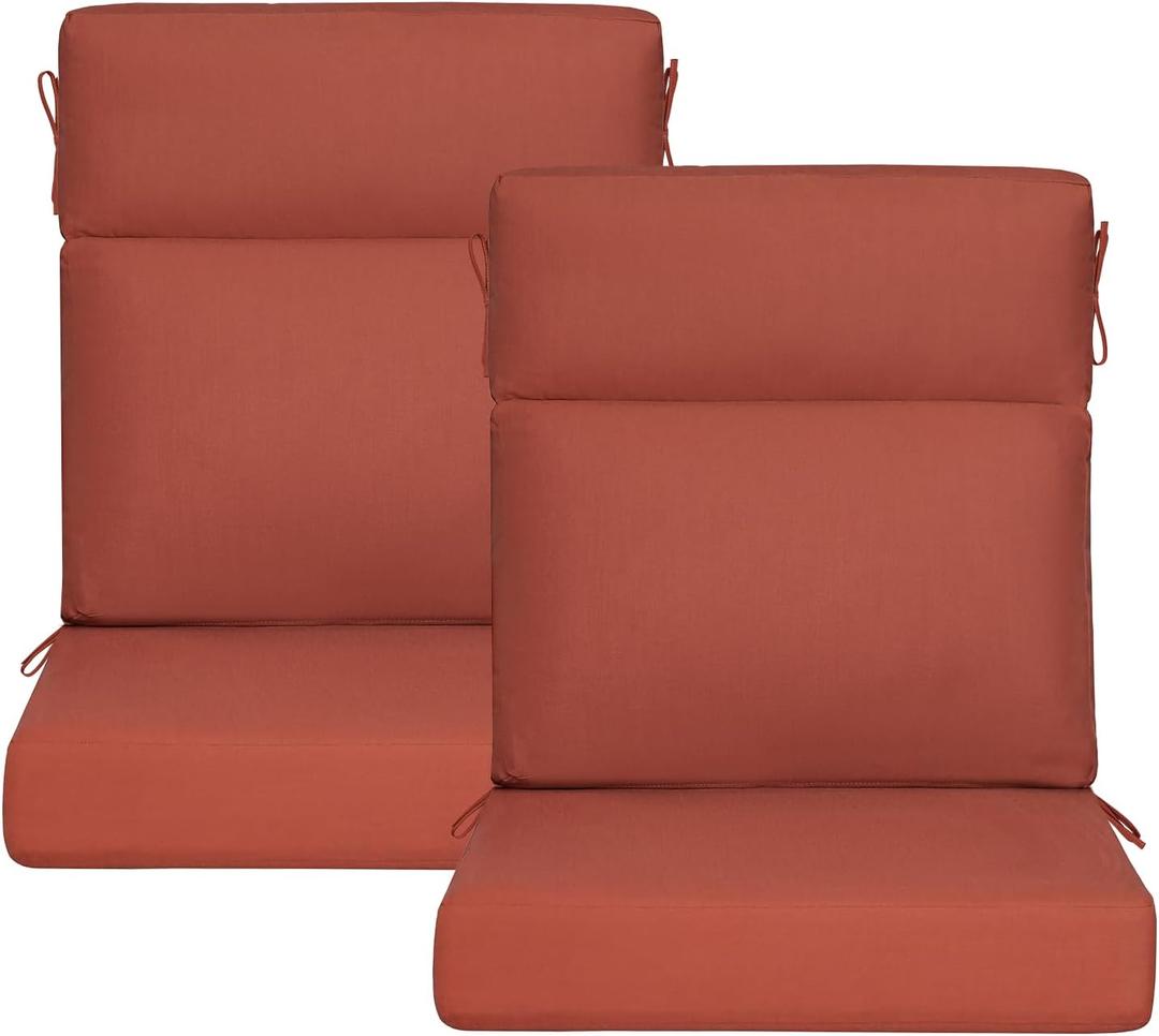 Sunbrella Outdoor High Back Chair Cushion, 2 Pack 44x21 inches Patio Chair Cushions Water Repellent Rocking Cushions Indoor Furniture Seat Pad, Spectrum Grenadine