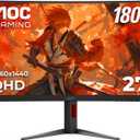 AOC CQ27G4H 27" Curved Gaming Monitor, QHD 2K 2560x1440, 1500R VA, 180Hz 0.5ms, AMD FreeSync Premium, Height Adjustable Stand, Xbox PS5 Switch Compatiable, 3-Year Zero-Bright-dot