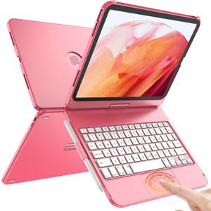 TQQ Touch for iPad (A16) 11th Generation Case with Keyboard (11", 2025) & 10th Gen (10.9", 2022) - 360 Rotatable, Thin & Light, Multi-Touch Trackpad for iPad (A16) 11th/10th Gen (Dark Pink)