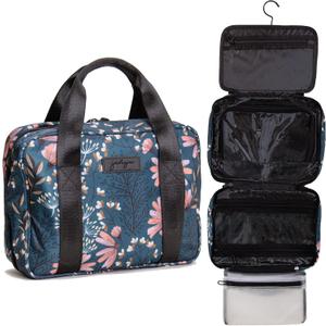 Jadyn Hanging Toiletry Bag, Expandable Toiletry Organizer for Women, Water Resistant Large Travel Cosmetic Bag for Full Size Makeup, Toiletries, Lotion, Shampoo, Accessories (Navy Floral)