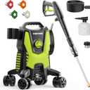 Electric Pressure Washer, 4500 PSI 2.8 GPM Power Washer with Anti-Tipping Technology, 4 Quick Connect Nozzles, Foam Cannon, Stainless Steel Lance, High Pressure Washer for Cars/Fences/Driveways/Patios