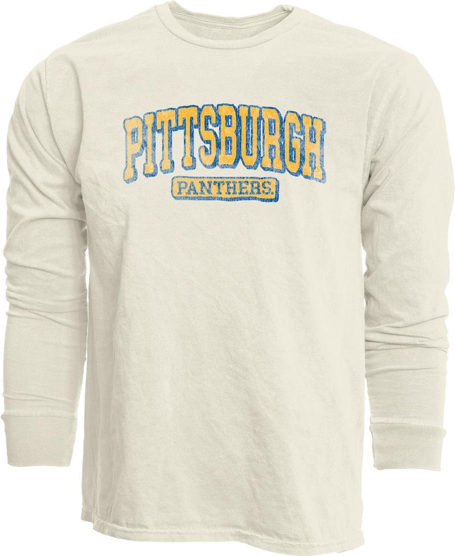 Blue 84 NCAA Unisex-Adult NCAA Officially Licensed Long Sleeve T-Shirt Ivory Dyed Ringspun Vintage (White, S)