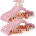 HOUSE DAY Velvet Skirt Hangers 24 Pack, Non Slip Pants Hangers with Rose Gold Clips, Ultra Thin Velvet Hanger Space Saving, Heavy-Duty Clothes Hanger for Trouser, Jeans, Dresses, Coats (Pink)
