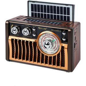 Portable AM FM Radios, Retro Radios with High-Powered Speakers, Support USB Power and Solar Panels Charging.Bluetooth TF Card (Rose Gold)