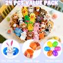 24 Pcs Finger Puppets Set, Animal Finger Puppets for Kids Easter Party Favors Birthday Gift Carnival Classroom Prize