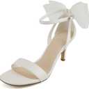 Delicious Everly ~ Women Ankle Strap Low Heel Bridal Dress Sandals (White)