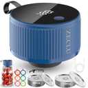 ZECLU Electric Mason Jar Vacuum Sealer Kit, Automatic Jar Sealer for Wide and Regular Mouth Mason Jars, Portable Cordless Vacuum Sealer for Canning and Food Storage, Includes 20 Lids, 24 Labels, Blue