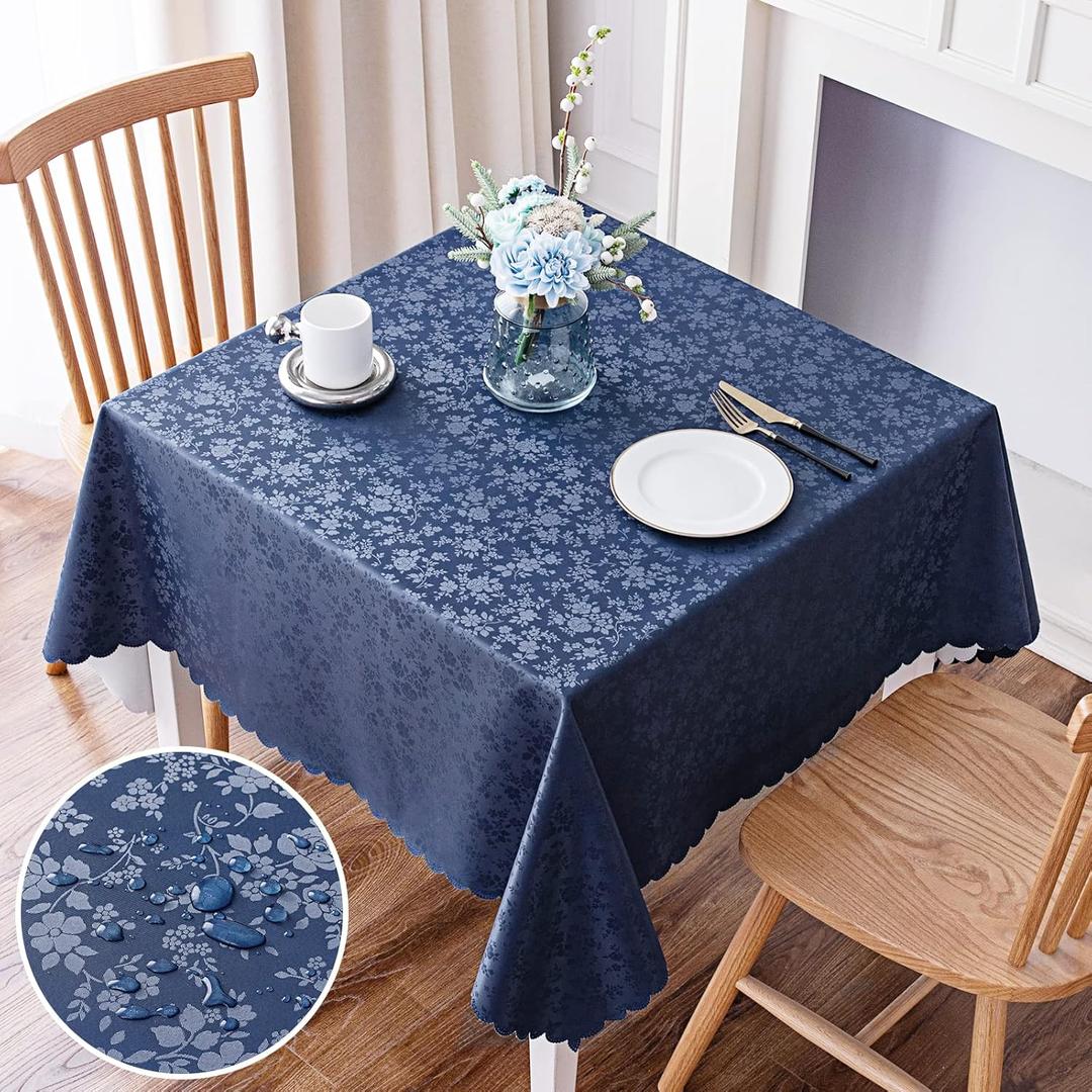 Smiry Square Table Cloth, Waterproof Heavy Duty Vinyl Tablecloths, Wipeable Washable Table Cover for Kitchen and Dining Room (Navy Blue, 70" X 70")