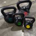 BalanceFrom Vinyl Kettlebell Set, 5/10/15/20 Pound Options – Cement-Filled Strength Training Weights with Ergonomic Grip and Color Coding for Full Body Fitness at Home or Gym