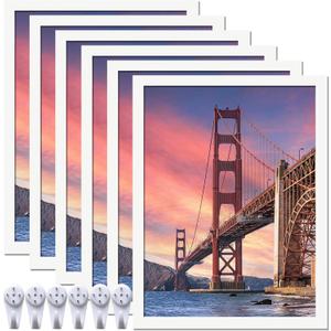 6 Sets 9x12 Picture Frame, Frames for 9 x 12 Canvas Collage Photo Poster Certificate Wall Gallery, High Transparent Horizontal Vertical White 9 by 12 Inches