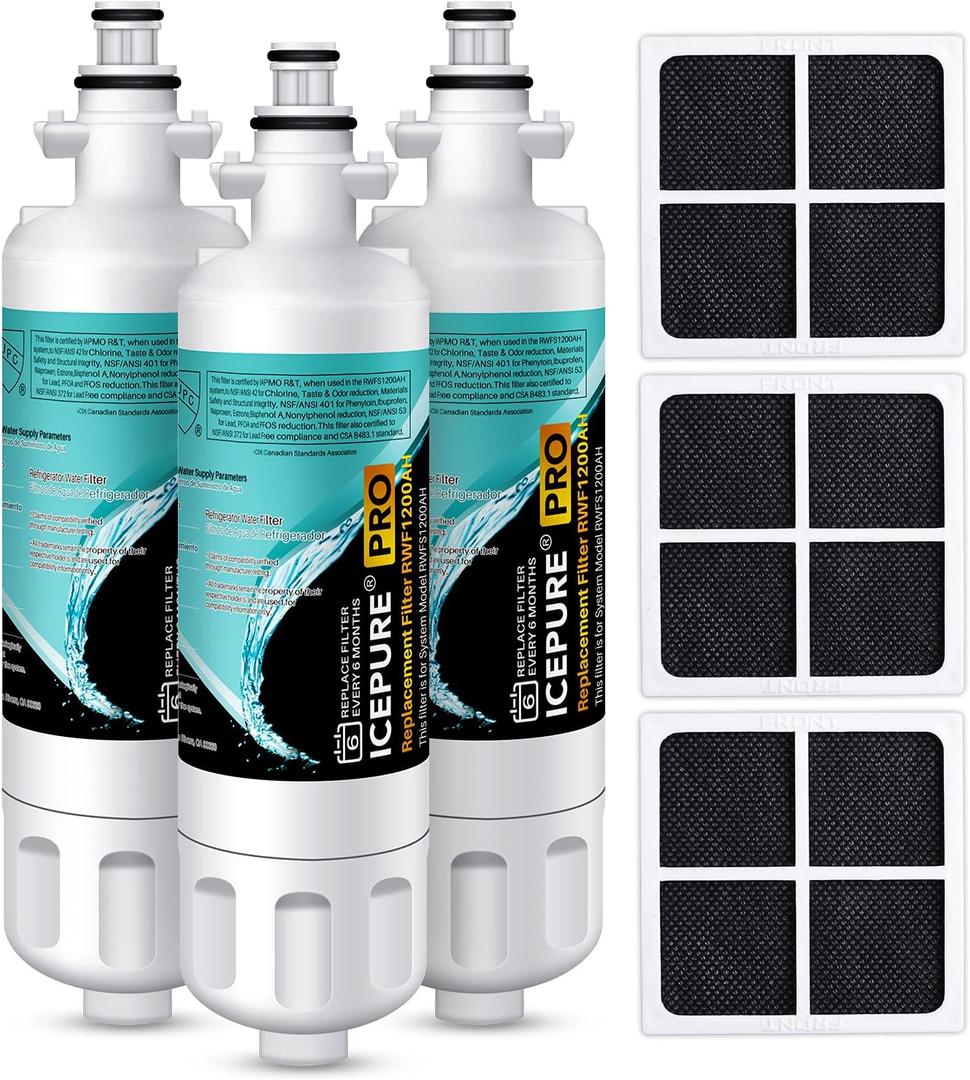 ICEPURE PRO 469690 ADQ36006101 NSF401&473 Certificated Replacement for LG LT700P Kenmore Elite 9690, ADQ36006102, LFXS30766S, LFX28968ST, LFX31925ST, RWF1052, LT120F, Refrigerator Water and Air Filter