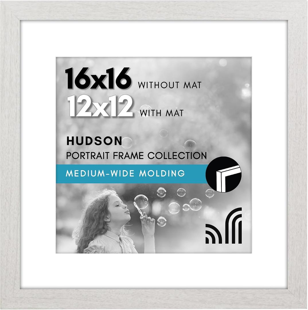 Americanflat 16x16 Picture Frame - Matted to 12x12 - White