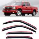 in-Channel Rain Guards for 2001-2007 Chevy Silverado & GMC Sierra 1500/2500/ 3500 Crew Cab, Window Visors Vent Deflector Shade Smoke for 02-06 Chevy Suburban/GMC Yukon XL/Escalade EXT/Avalanche