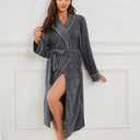 Women Lightweight Fleece Robe, Soft Long Shawl Collar Bathrobe for Women (Pink)