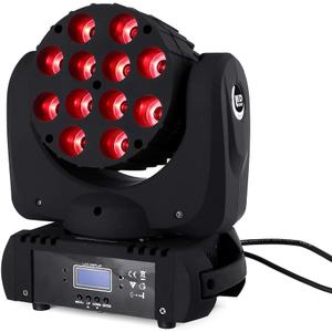 LED Moving Head Light Beam Wash DJ Stage Light12x12W RGBE 4in1 Color 9/16 DMX Channels for DJ Disco Lights LED Bar Strobe Lights