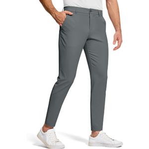 Men's Golf Dress Pants 30" Inseam Stretch Skinny Tapered Lightweight Breathable Chino Trousers with Pockets (Gray, M)