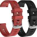 NotoCity for Garmin Forerunner 245/Forerunner 55 Band, 20mm Replacement Band for Galaxy Watch 5/5 Pro Galaxy Watch 4/Vivoactive 3/Vivoactive 5 (Black+Red)