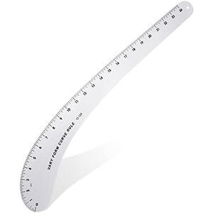 Xuhal French Curve Square Ruler Solid Aluminum Vary Form French Curve Hip Measuring Ruler for Making Crafts Sewing Design Supplies(Curve)