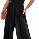 Dokotoo Jumpsuit for Womens Dressy Casual Wrap V Neck Resort Wear One Piece 2025 Sleeveless Long Romper Open Back Elastic Waist with Pockets Outfits for Summer, Black, X-Large