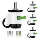 Heavy Duty Caster Wheels Set of 4, Leveling Stem Casters with Retractable Wheels 2200 Lbs Total Capacity, 1/2" & M12 Stem Sizes Adjustable with Ratchet Handle for Workbench, Machinery & Equipment